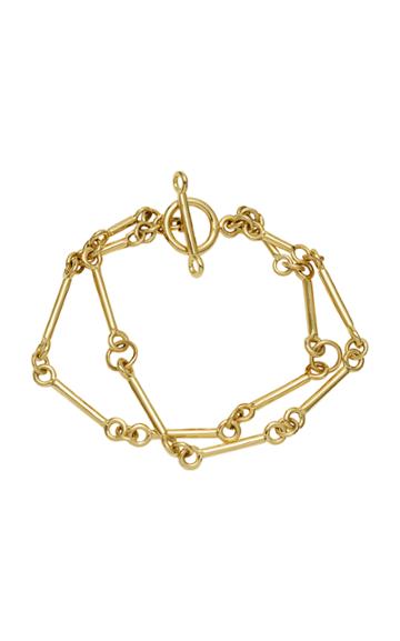 Rush Jewelry Design Signature Chain Charm 18k Yellow Gold Bracelet