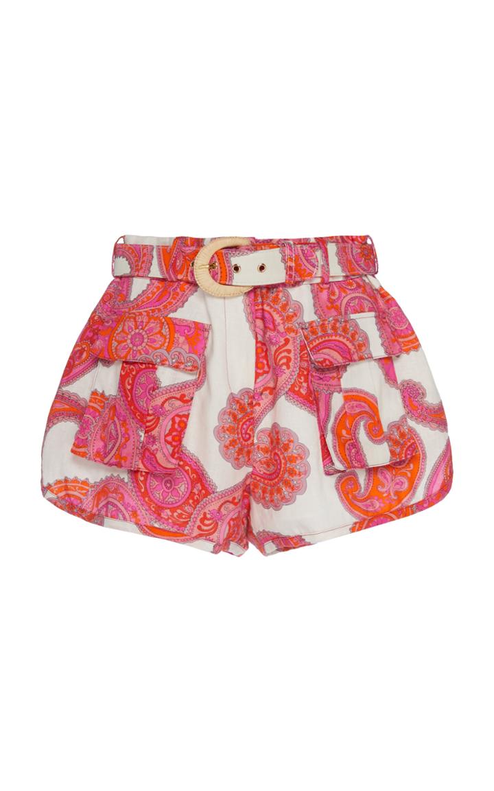 Zimmermann Peggy Printed Ramie Mini Shorts Size: 1