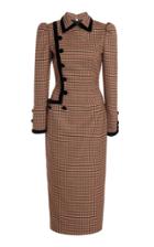 Moda Operandi Alessandra Rich Vichy Wool Dress With Velvet Trim