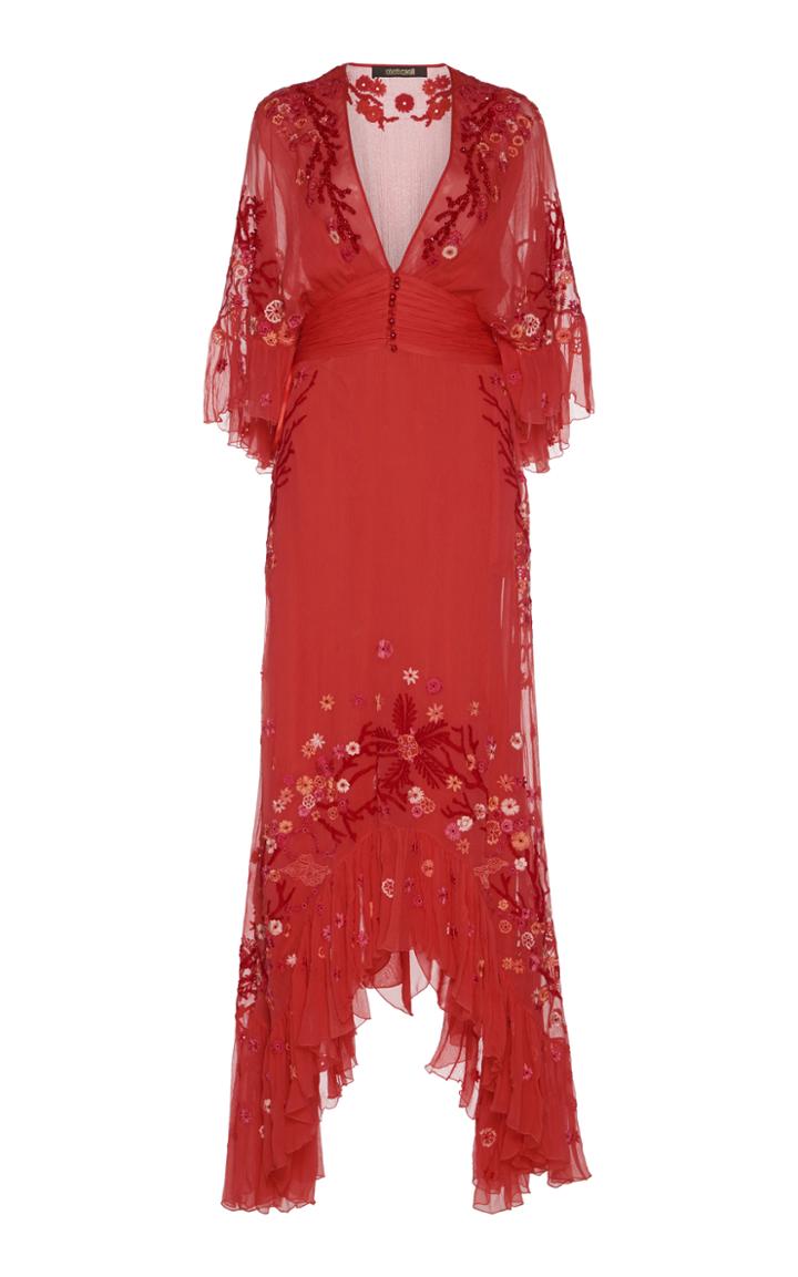 Roberto Cavalli Embroidered Silk Dress