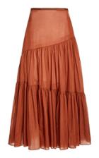 Moda Operandi Matteau Asymmetric Cotton-silk Voile Tiered Maxi Skirt