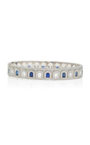 Davidor L'arc Dco Platinum, Sapphire And Diamond Bangle