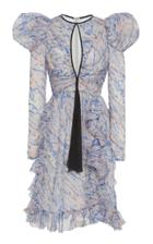 Giambattista Valli Asymmetric Floral Print Silk Chiffon Dress