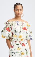 Moda Operandi Oscar De La Renta Floral Off-the-shoulder Cotton-blend Blouse