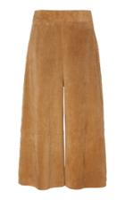 Alberta Ferretti Cropped Eyelet-embellished Suede Pants