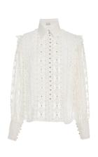 Zimmermann Moncur Studded Collared Silk And Linen Shirt