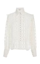 Zimmermann Moncur Studded Collared Silk And Linen Shirt