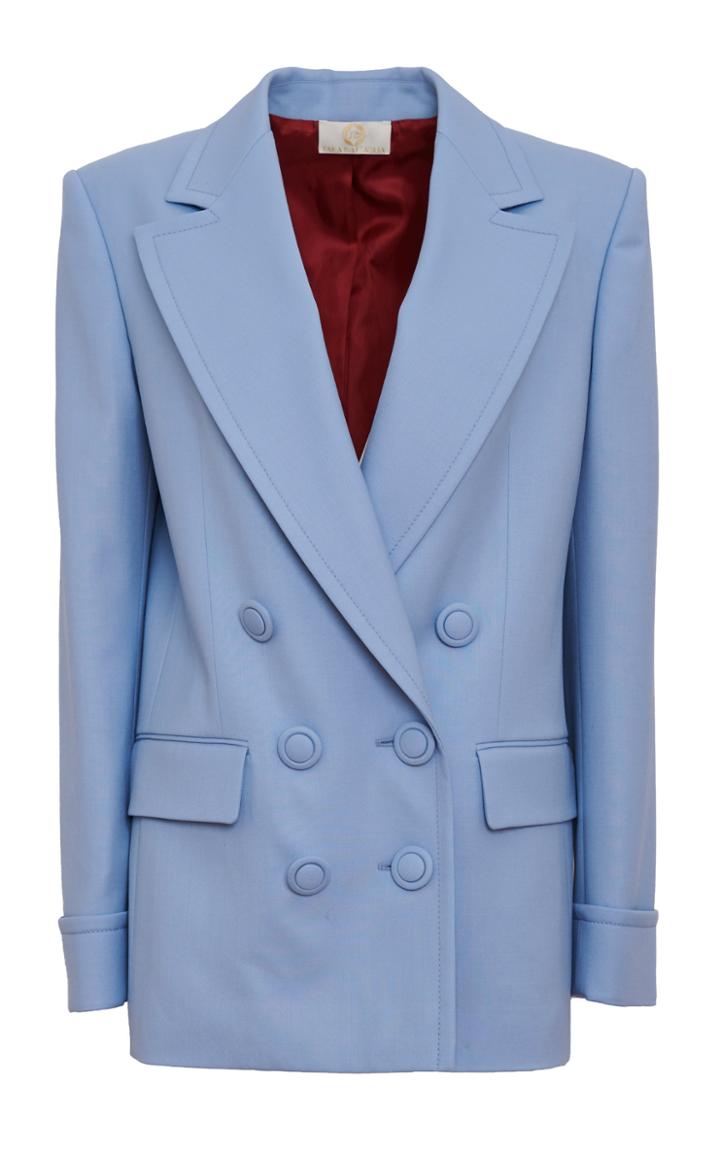 Sara Battaglia Double-breasted Wool-blend Blazer