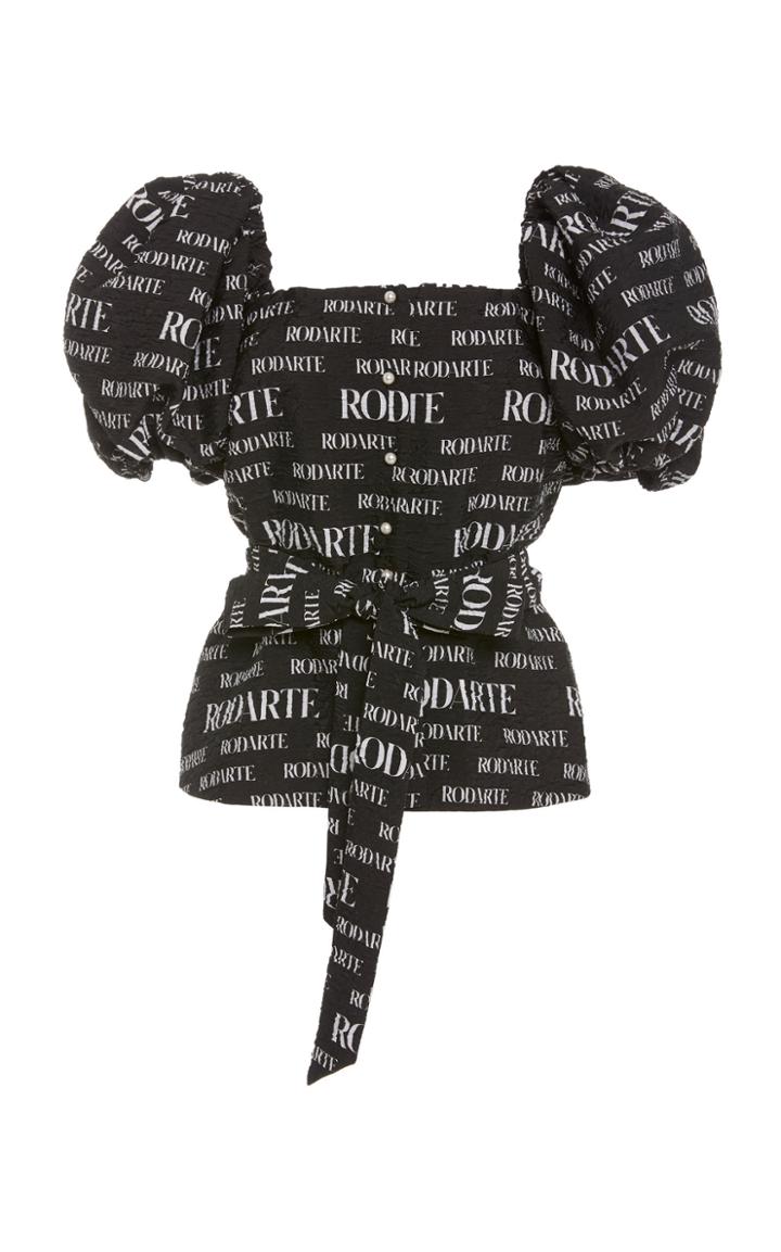Rodarte Logo-print Belted Cloqu Blouse