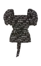 Rodarte Logo-print Belted Cloqu Blouse