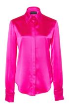 Brandon Maxwell Fringed Silk Button Down Shirt