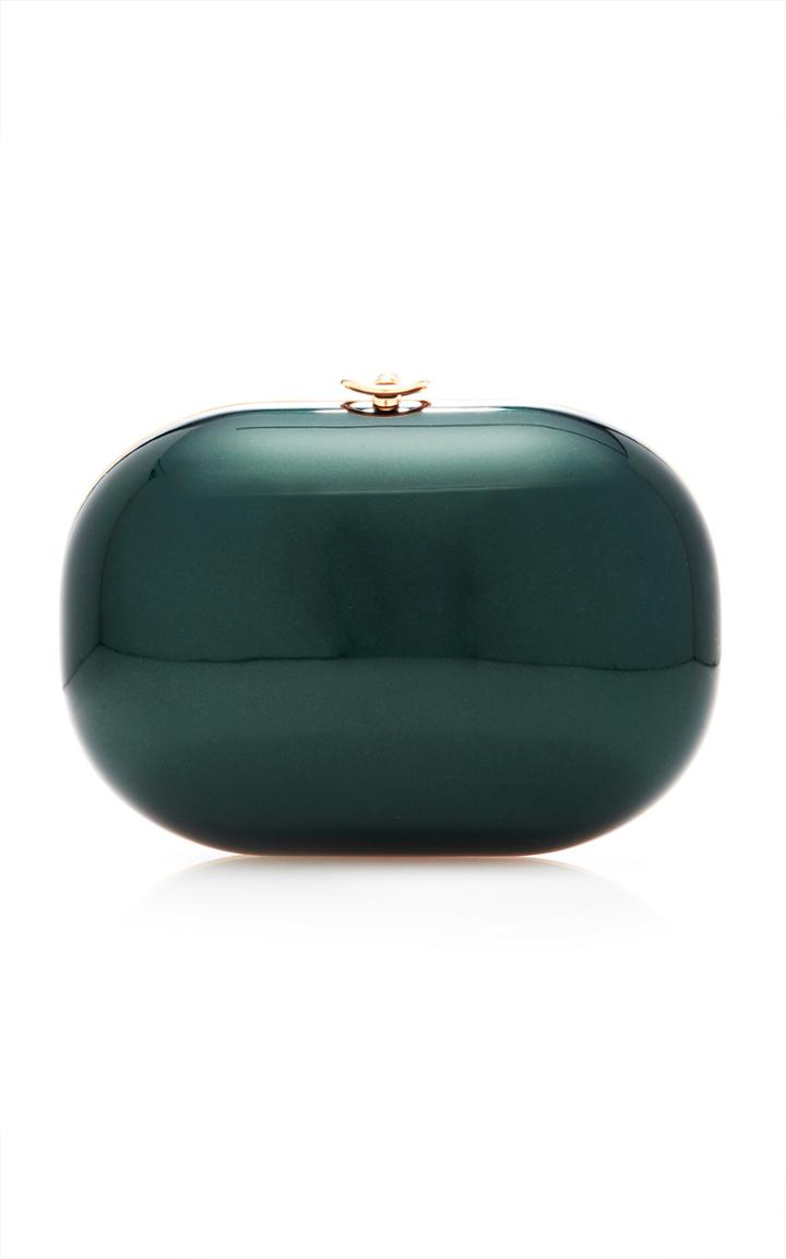 Jeffrey Levinson Elina British Green Gloss Clutch