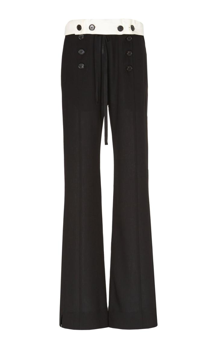 Ann Demeulemeester Tie-accented Virgin Wool Flare-leg Pants