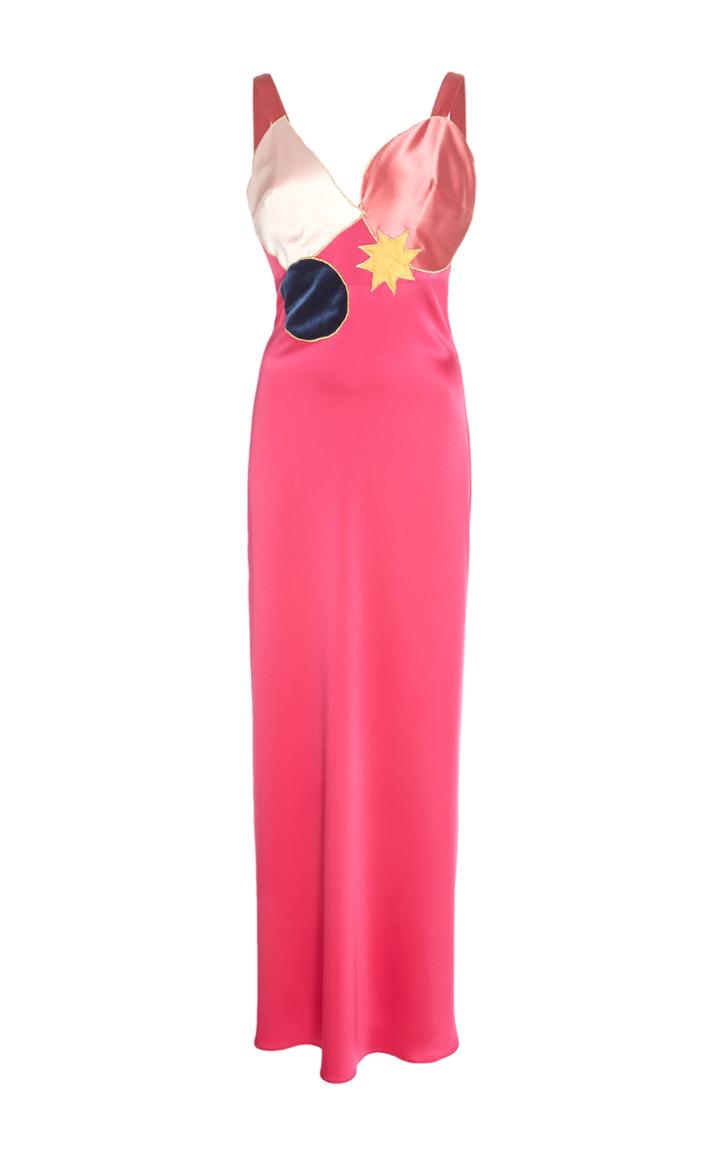 Sandra Mansour Larissa Embroidered Satin Dress