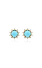 Kathryn Elyse Sunburst 18k Yellow Gold Turquoise And Diamond Earrings