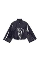 Sally Lapointe Cropped Button-down Opaque Vinyl Shirt