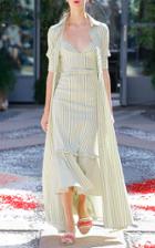Luisa Beccaria Linen Stretch Stripes Fit & Flare Dress