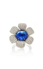 Munnu The Gem Palace Trumpet Flower Ring With Sapphire And Diamonds