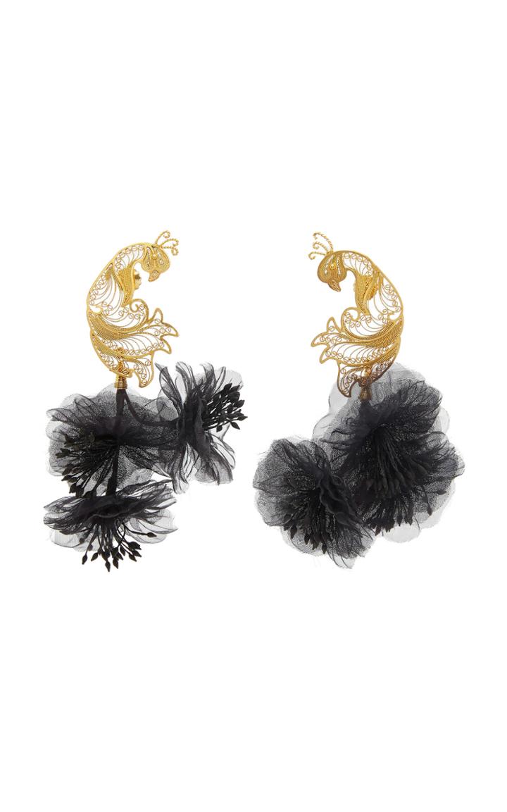 Mallarino Pavo Organza Peacock Earrings