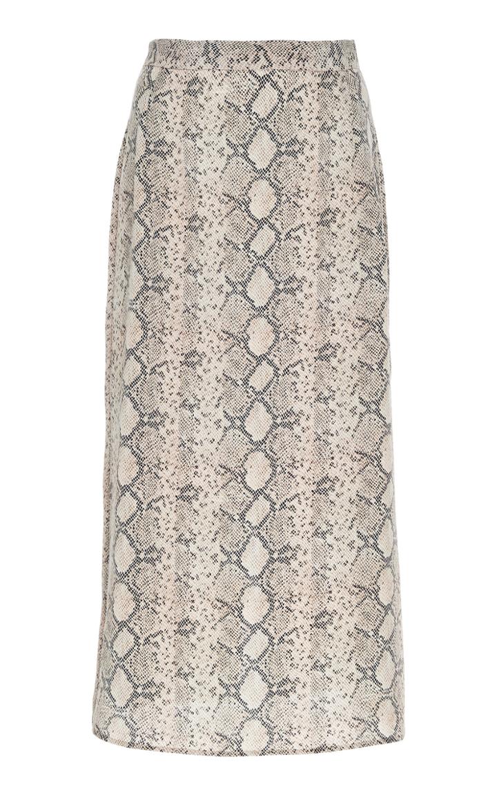 Rokh Printed Silk Midi Skirt