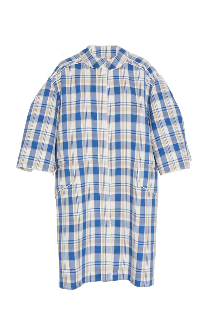 Moda Operandi Carolina Herrera Plaid Oversized Cotton Coat Size: 0