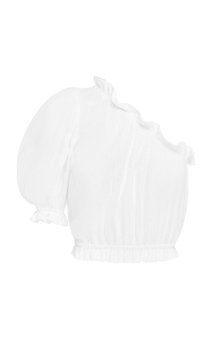 Moda Operandi Peony One-shoulder Linen Crop Top