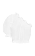 Moda Operandi Peony One-shoulder Linen Crop Top