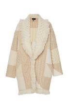 Alanui Patchwork Belted Fringed Cashmere And Wool Cardigan