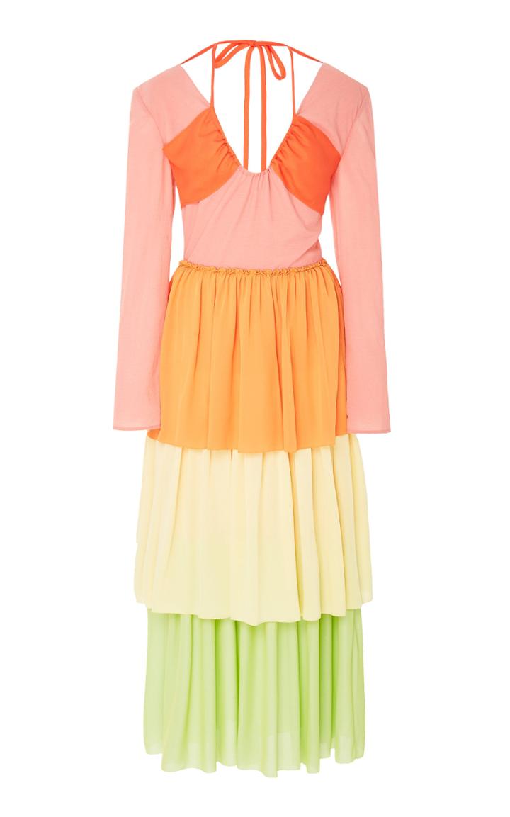 Rejina Pyo Cleo Tie-back Tiered Crepe Midi Dress