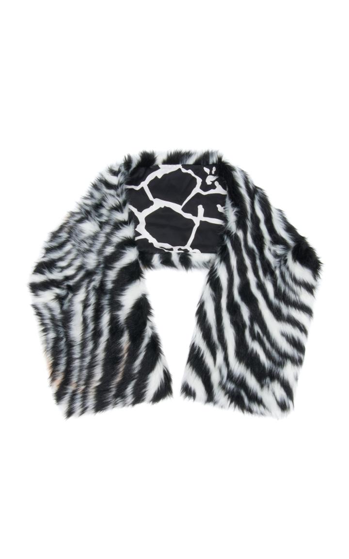 Versace Zebra Jacquard Eco Fur Scarf