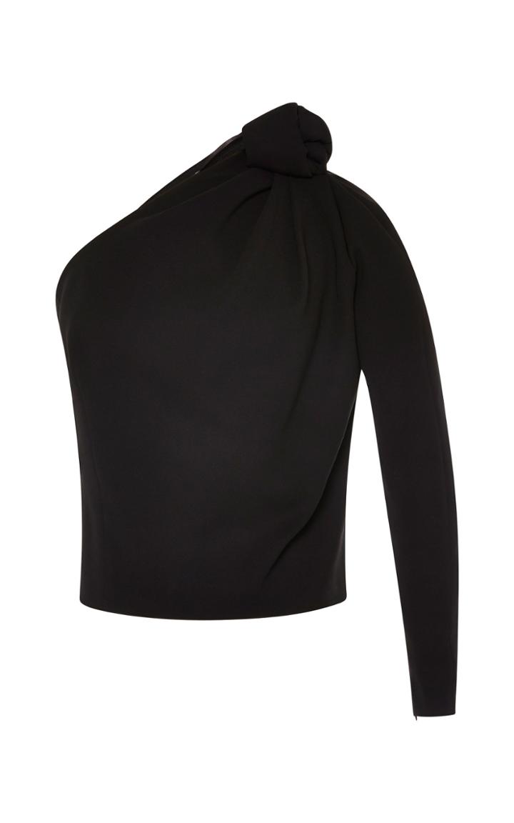 Vika Gazinskaya Asymmetric Top With Shoulder Knot In Black