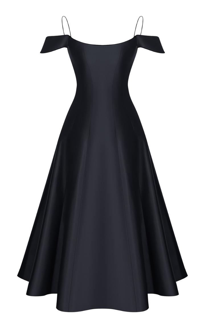 Rasario Off-the-shoulder Silk Corset Midi Dress