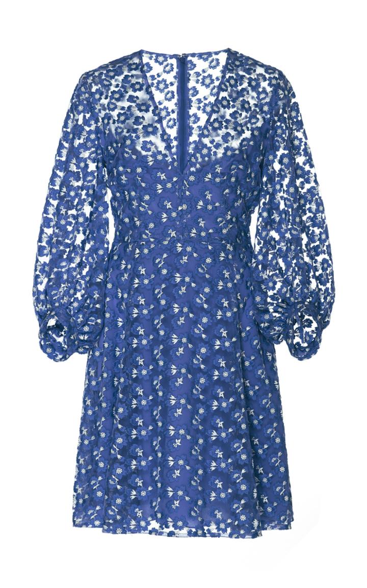 Moda Operandi Lela Rose Floral-embroidered Organza Mini Dress Size: 2