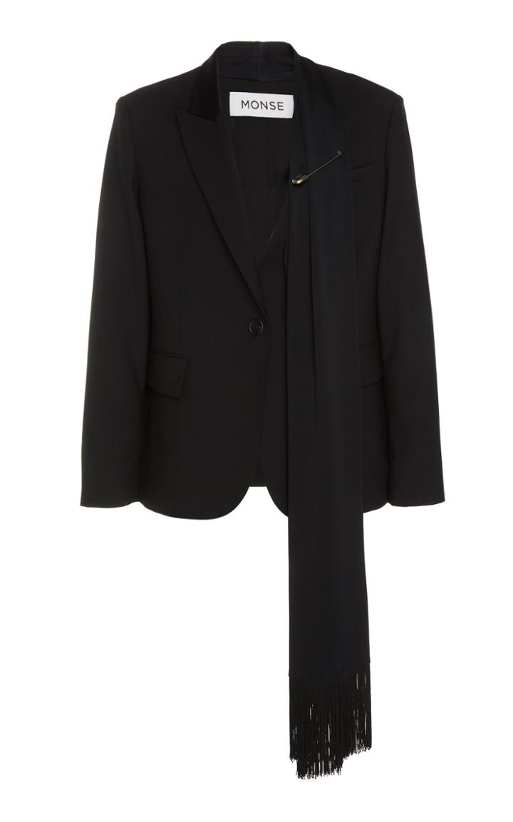 Monse Attached Scarf Wool-blend Blazer Size: 0