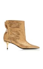 N21 Metallic Ruched Leather Ankle Boots