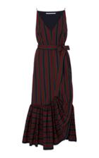 Rosetta Getty Barcode Stripe Ruffle Dress
