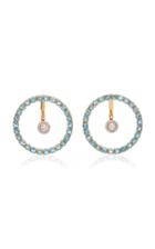 Mateo Gold Blue Topaz And Floating Diamond Earrings