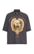 Moda Operandi Balmain Printed Crepe Polo Shirt