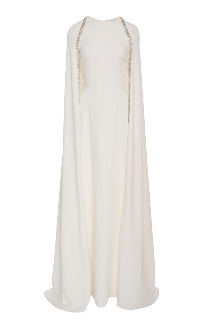 Reem Acra Crystal Cape Silk Gown