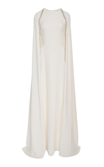 Reem Acra Crystal Cape Silk Gown