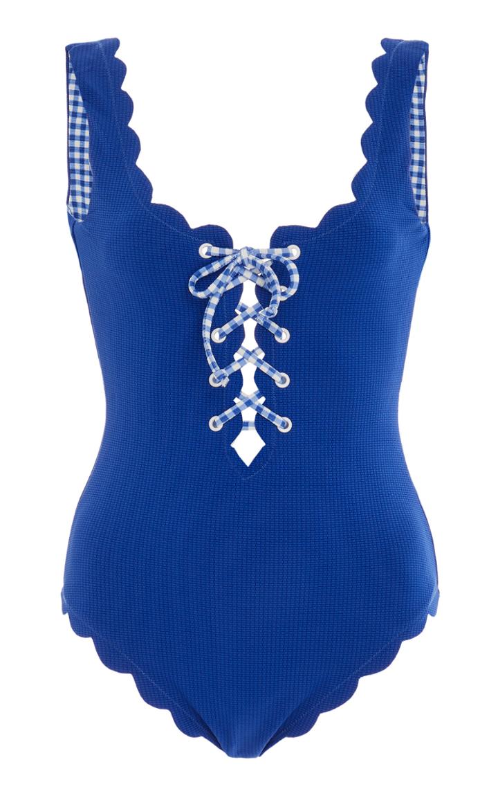 Marysia Swim Palm Springs Tie-detailed Scalloped Swimsuit