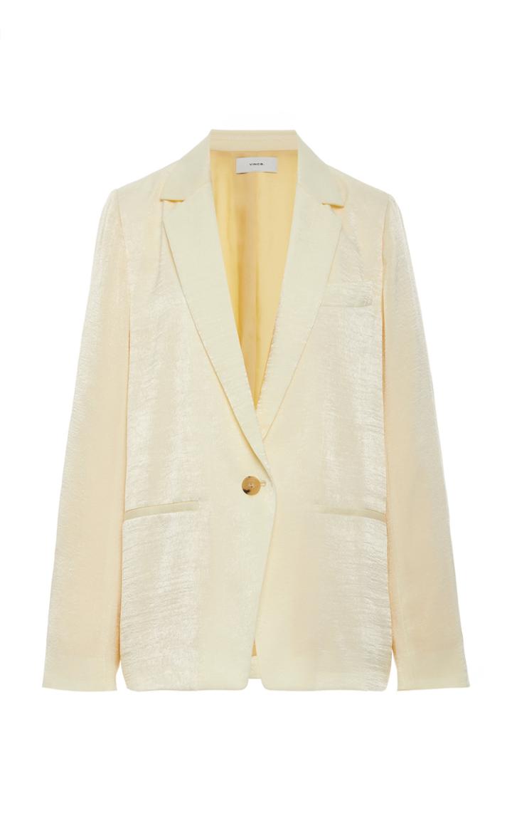Moda Operandi Vince Draped Boyfriend Crepe De Chine Blazer Size: 00