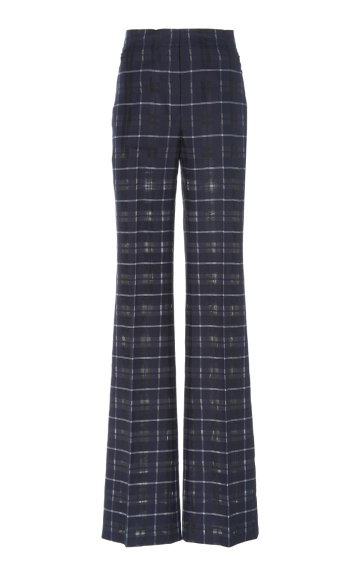 Akris Farida Plaid Cotton-silk Blend Boot-leg Pants