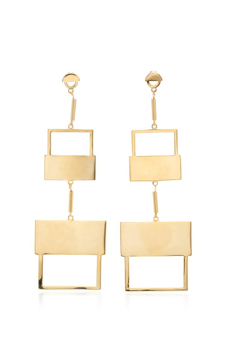 Marina Moscone Double Square Cutaway 10k Gold Earrings