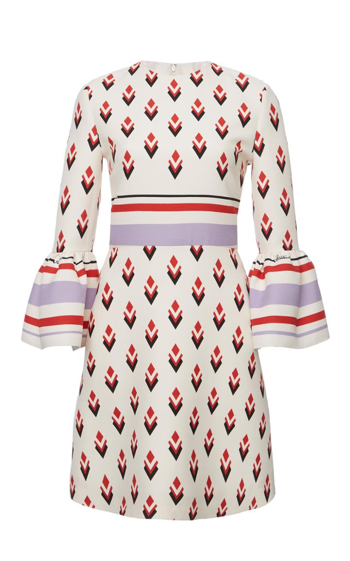 Valentino Printed Wool-silk Mini Dress