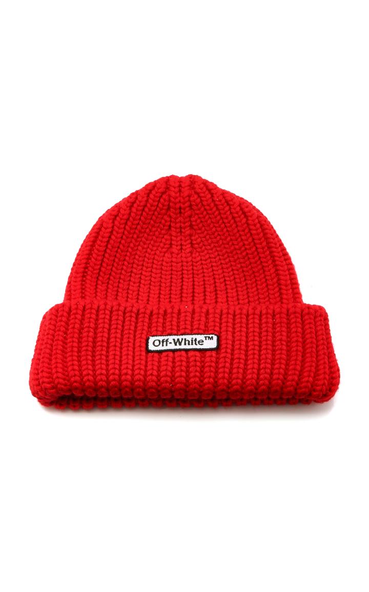 Off-white C/o Virgil Abloh Knit Red Patch Beanie