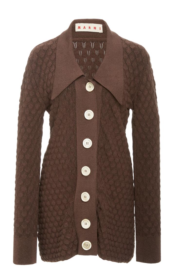 Marni Graphic Tuck Knit Cardigan