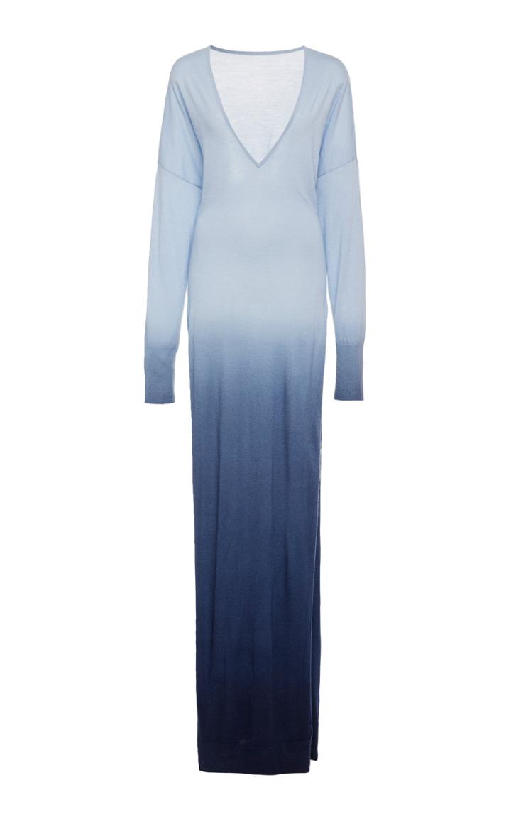 Jonathan Simkhai Ombre Cashmere Long Sleeve Slit Dress