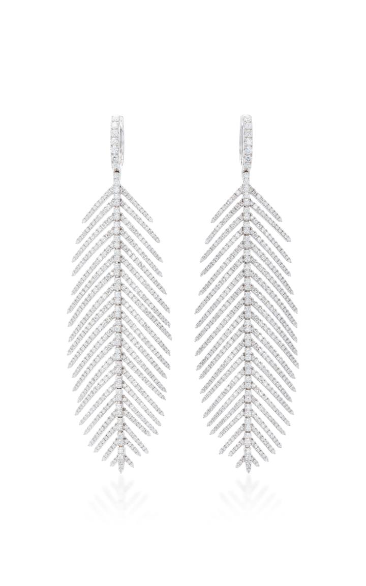 Sidney Garber 18k White Gold Feathers That Move Diamond Earrings