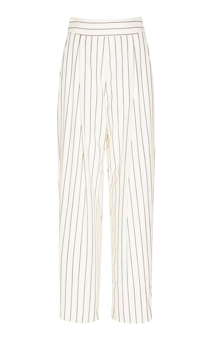Oscar De La Renta Striped Wool-blend Tapered Pants Size: 0